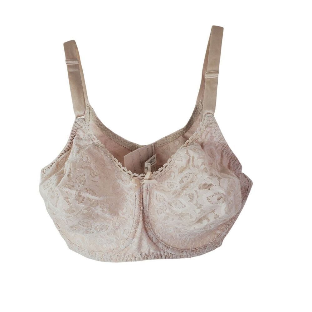 Bali Bra Womens 38D Beige Nude Lace 'n Smooth Underwire Seamless Full‎ Coverage